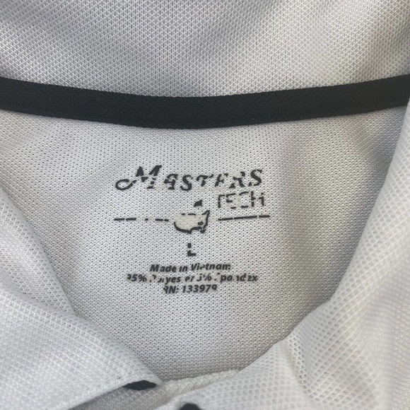 Masters Tech Polo Shirt Men’s Large Short Sleeve Performance Golf White Black - Picture 4 of 9